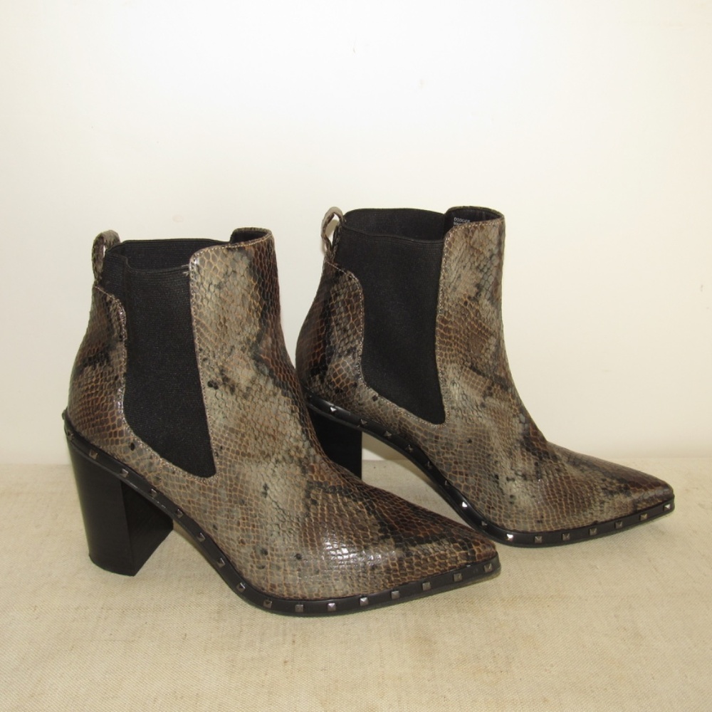 Charles by Charles David Faux Leather Bootie SZ 10 Block Heel